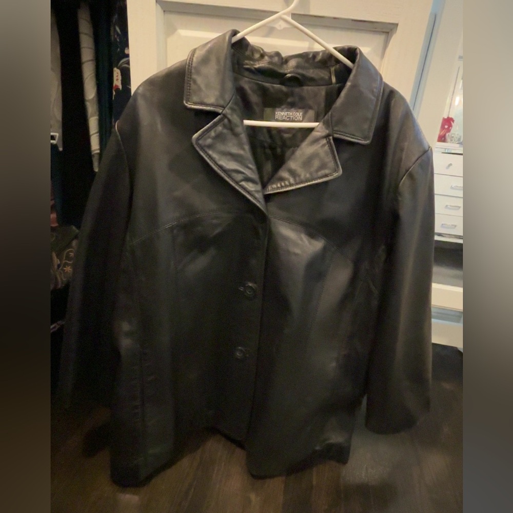 Kenneth Cole Reaction Black Leather Jacket